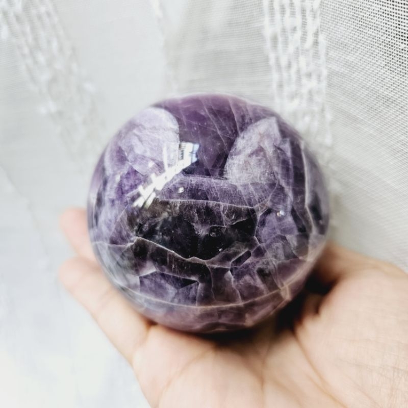 元水晶🎈夢幻紫水晶 紫水晶 球 7.3公分 皮卡丘圖案 寶可夢圖案 經典紫 心電圖腰帶 微摳