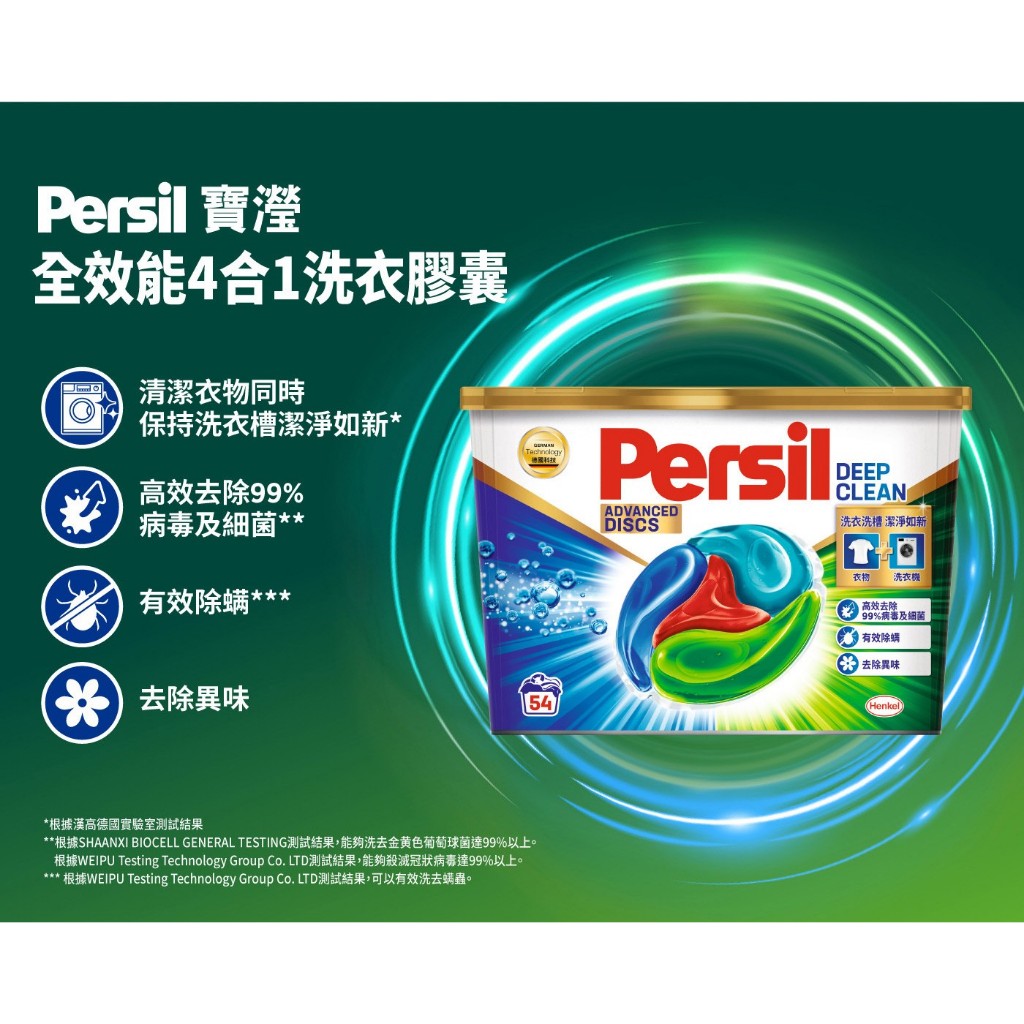 [現貨快速出貨/免運] Persil 寶瀅 全效能4合1洗衣膠囊 54入 護色 淨化