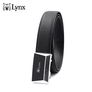 【Lynx】時尚紳士梯紋銀頭十字壓紋牛皮自動扣皮帶 LY11-8367-99