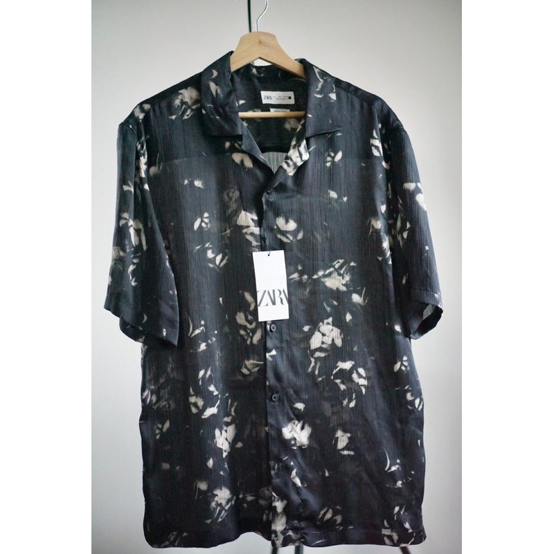 Zara黑色印花襯衫（全新賠售） 夏威夷襯衫 短袖襯衫