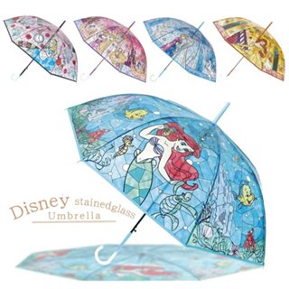 **現貨**日本迪士尼公主雨傘 SANTOS 彩繪玻璃透明傘 小美人魚 愛麗絲 冰雪奇緣 美女與野獸 長髮公主