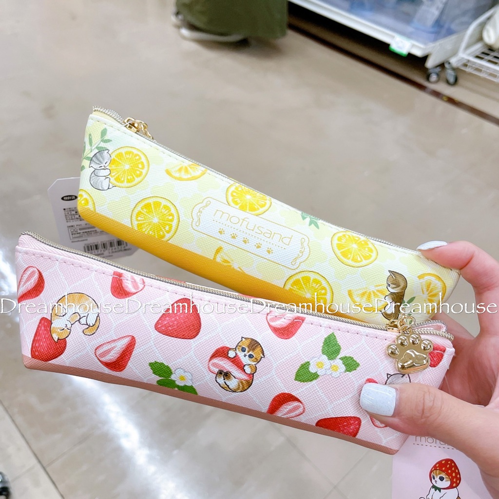 日本帶回 mofusand 貓福珊迪 草莓貓 檸檬貓 防刮皮革 筆袋 鉛筆袋 鉛筆盒 刷具包