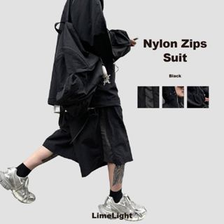 ☆LimeLight☆ 韓國 街頭 側拉鍊 機能 尼龍 套裝 風衣外套 Y2K 巴黎世家搭配 一整套賣