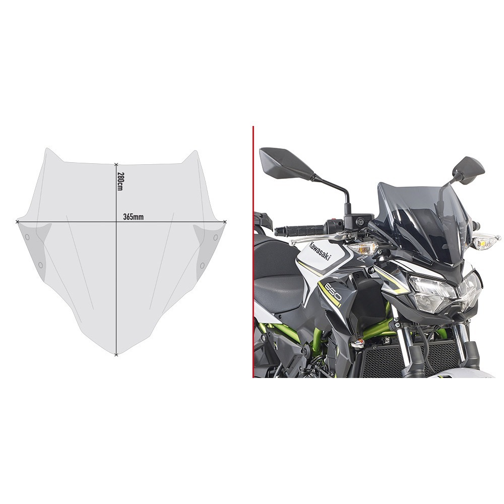 Mm. GIVI 4128S + A4128A KAWASAKI Z 650 風鏡+風鏡支架