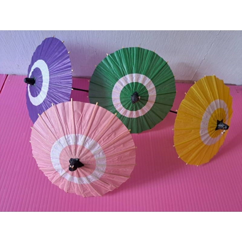 早期懷舊復古童玩 可愛和風紙雨傘 迷你小紙傘4支（粉紅 紫色 黃色 綠色）整圖一起合售