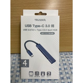[TRUSDER] USB Type-C 3.0 轉 USB2.0/3.0+Type-C 2.0 4port Hub