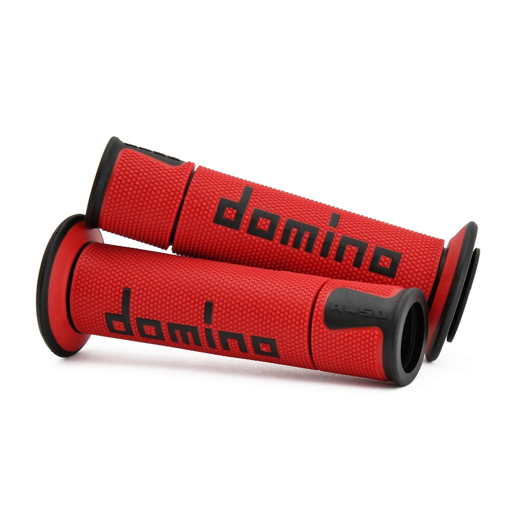 【德國Louis】Domino A450 道路/賽事摩托車握把 紅黑配色開放式把手重機握把套橡膠手把編號30101145