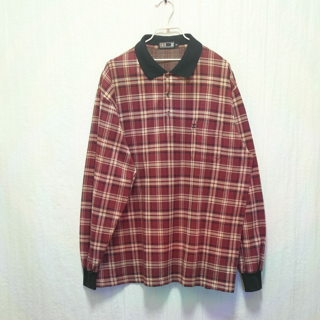 三件7折🎊 Daks polo衫 長袖 紅米黃 格紋 極稀有 日本製 老品 復古 古著 vintage