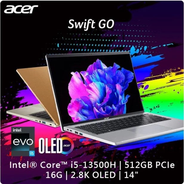 ACER Swift GO SFG14-71-575H 金(i5-13500H/16G/512G PCIe/W11/