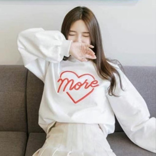 🎇現貨不用等🎇MaisonDePink正韓愛心More刺繡棉質上衣大學T 舒服 氣質 時尚 秋天 長袖大學T