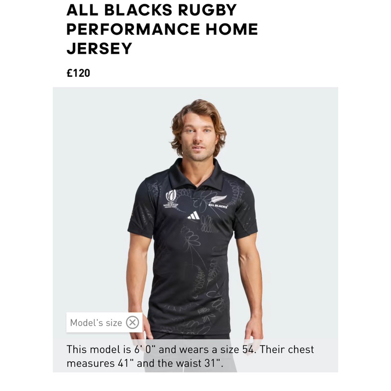 XL世界盃 全黑隊 球員版 主場 球衣 all blacks rugby IK7130