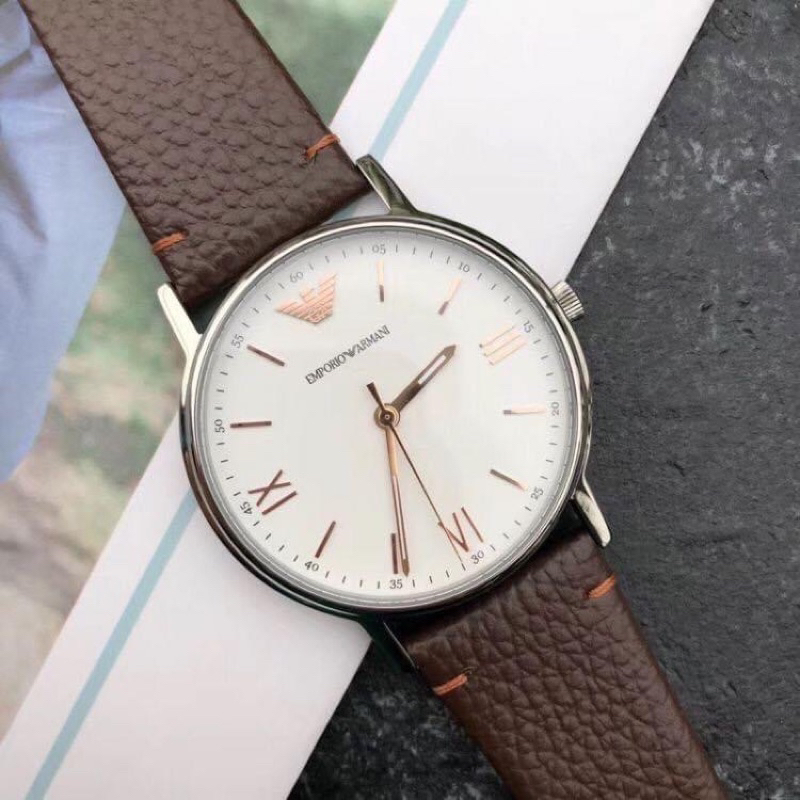 🔥卡拉國內外代購🔥限時優惠預購 Emporio Armani 男生時尚手錶 棕色真皮 AR11173