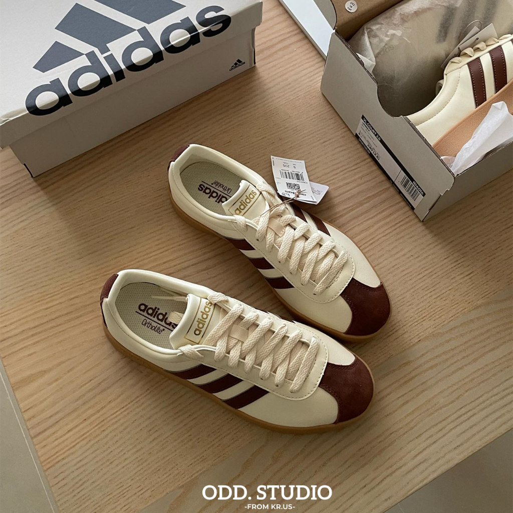 ODD/ Adidas Neo VI Court 米白 白棕 奶茶色 乳白 T頭 休閒鞋 男女 ID6016
