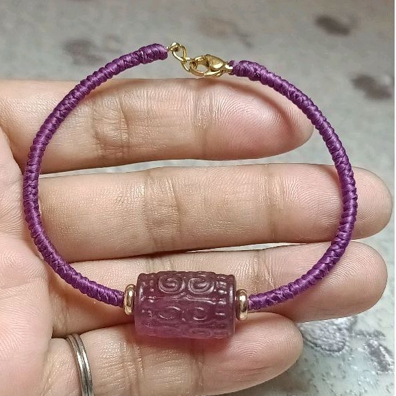 玩石手繩工坊-17m天然紫碧璽廻紋桶珠幸運手繩、天然成色超透超美（下單請留尺寸）