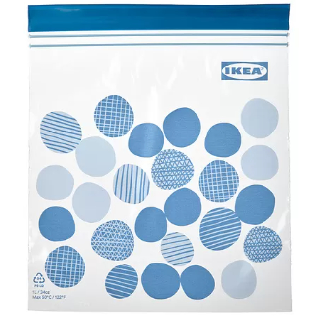 【現貨】IKEA ISTAD 藍色圓圈 保鮮袋 收納袋 夾鏈袋 1L 不含BPA 環保材質