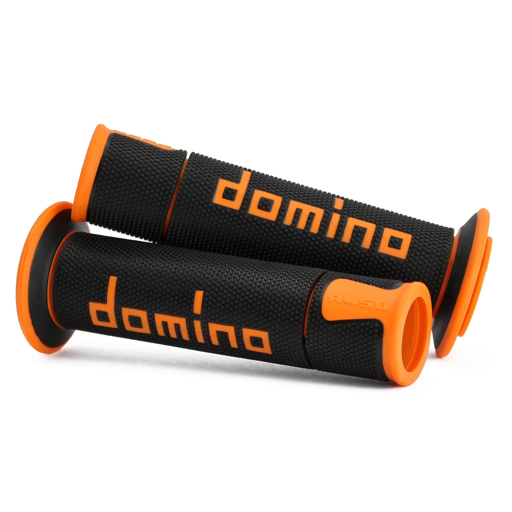 【德國Louis】Domino A450 道路/賽事摩托車握把 重機開放式黑橘配色把手橡膠手把握把套編號30101152