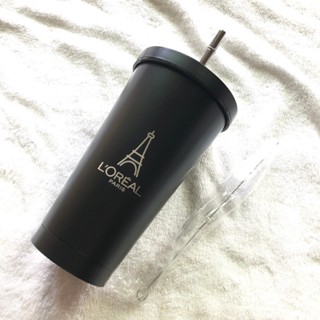 巴黎萊雅聯名 奢華304不鏽鋼吸管杯500ml 吸管杯 保溫杯 保冰杯 環保杯 冰霸杯 隨身杯 不鏽鋼杯 飲料杯