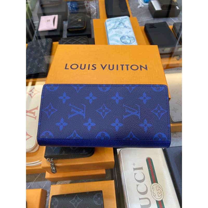鹿晉歐美精品🦌 Louis Vuitton LV 藍老花對開男長夾