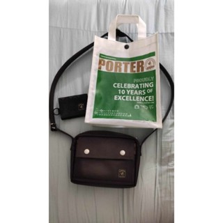 PORTER經典絕版咖啡色側揹包 斜揹包 肩揹包 小揹包 正品公司貨 附送全新零錢包+原大袋子