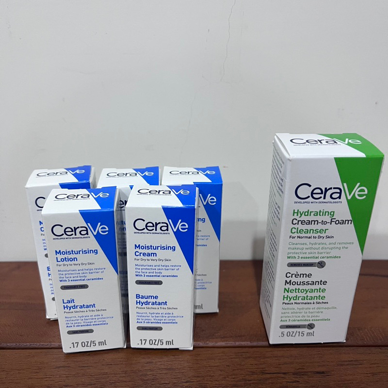 CeraVe適樂膚 長效潤澤修護霜5ml溫和洗卸泡沫潔膚乳洗+卸二合一 15ml蝦皮官方旗艦店送的 贈品 小樣