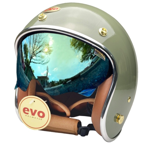 EVO CA312 維納斯VENUS 乳綠 內鏡電鍍 安全帽 銀邊復古騎士帽