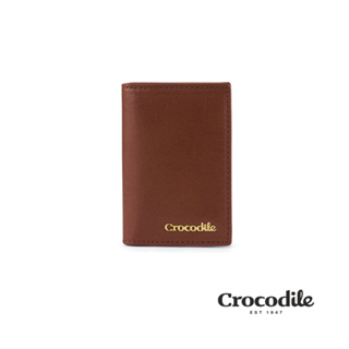 Crocodile鱷魚皮件 名片夾 風琴式名片夾 2卡片 義大利植鞣 Naturale系列-0103-11018-咖啡色