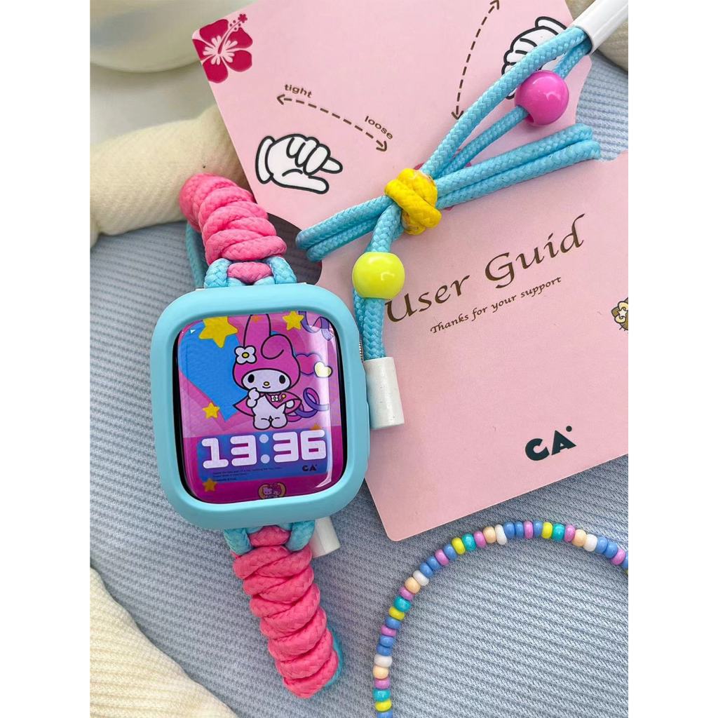 春夏多巴胺色傘繩編織S10錶帶 Applewatch S9錶帶 運動錶帶 iwatchS8蘋果手錶帶 42/46mm錶帶