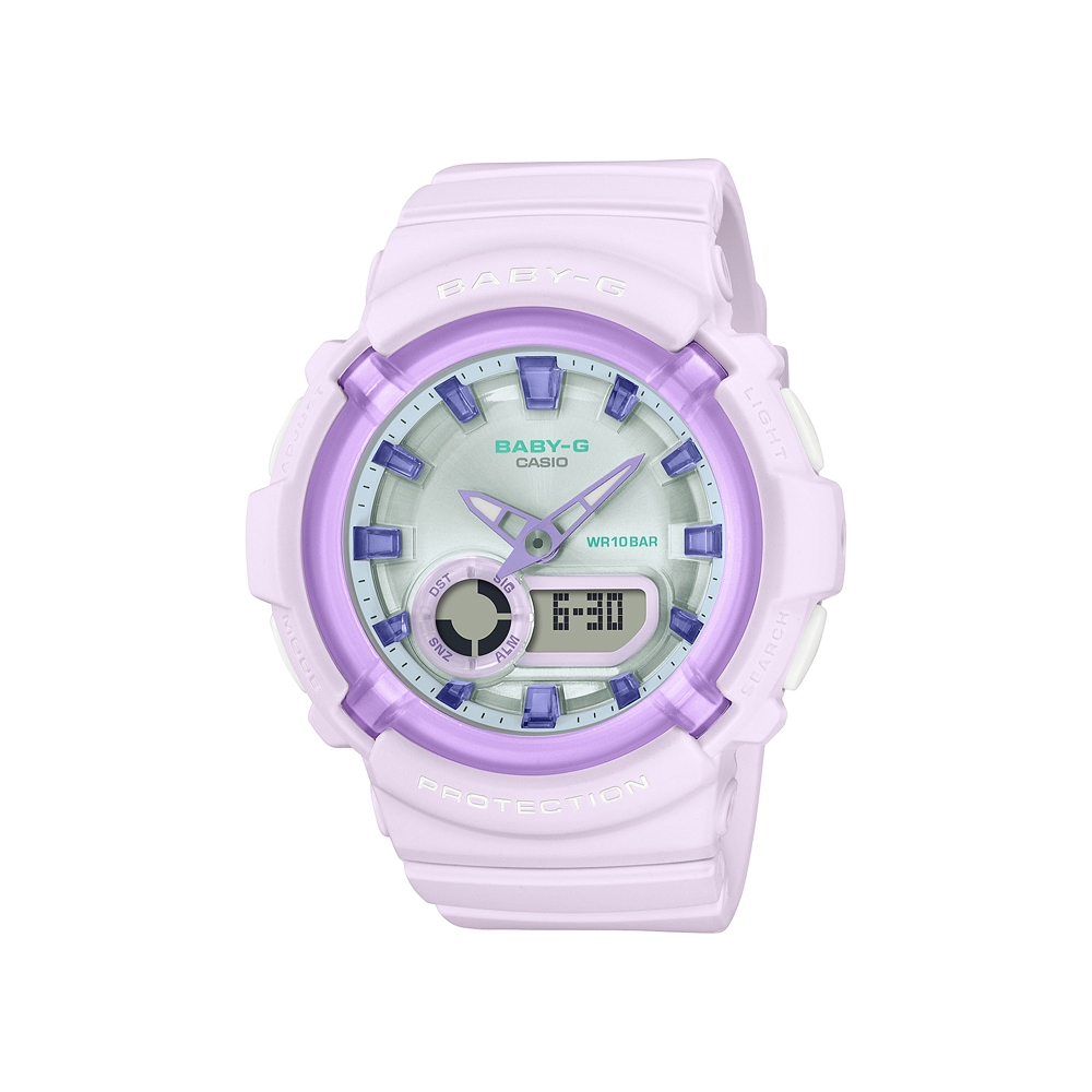 CASIO卡西歐 BABY-G 彩糖夢幻紫 葡萄氣水 雙顯電子錶 （BGA-280SW-6A）