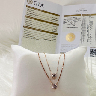 🇹🇼《台灣現貨》鑽石界的LV GIA證書18K玫瑰金E-Si1/3EX/NONE 30分四爪鑲鑽石項鍊、頸鏈、鎖骨鏈