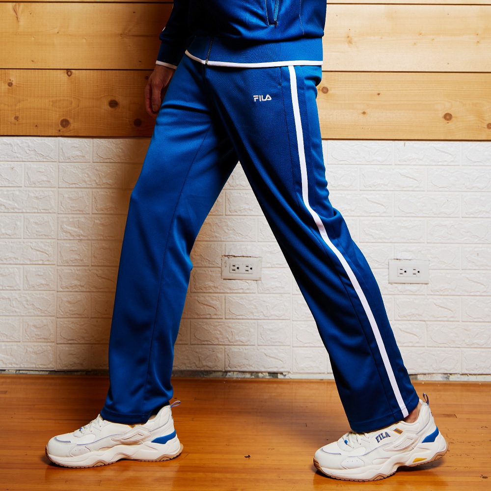【FILA】男性 吸濕排汗 針織平口長褲-藍色 1PNW-5480-BU