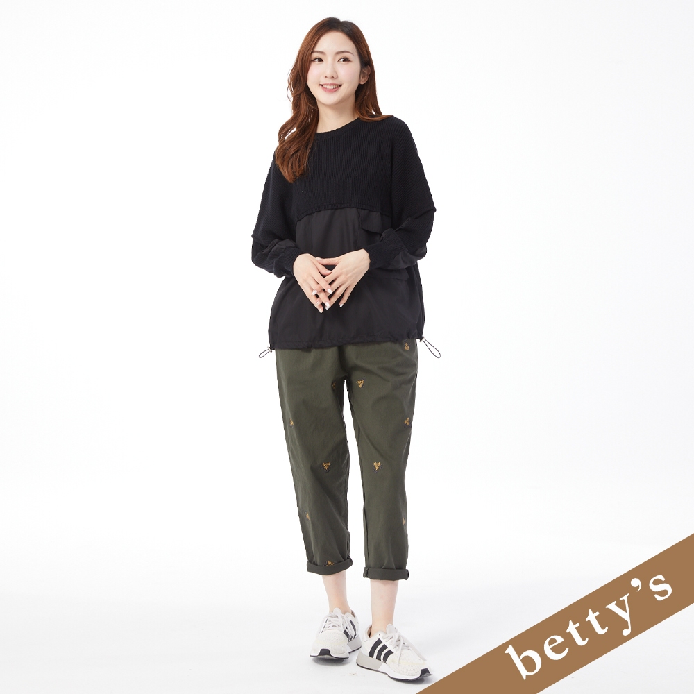 betty’s貝蒂思(25)腰鬆緊小繡花休閒長褲(綠色)