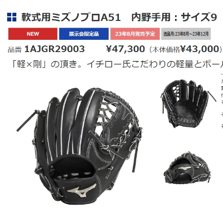 【全新】日本直送 Mizuno Pro A51 手套 小內野T網 1AJGR29003