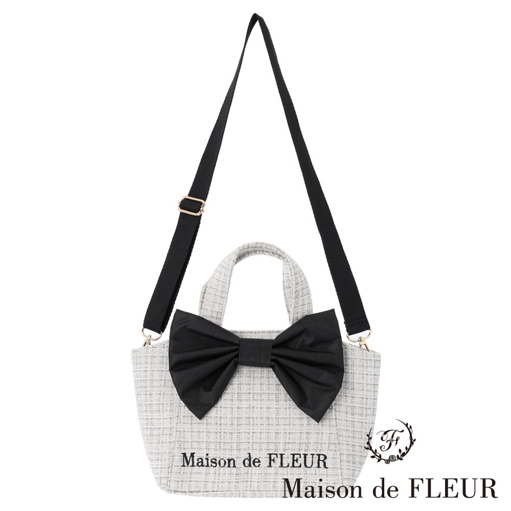 Maison de FLEUR 2Way甜美緞帶造型花呢手提/肩背包(8A33F0J9200)