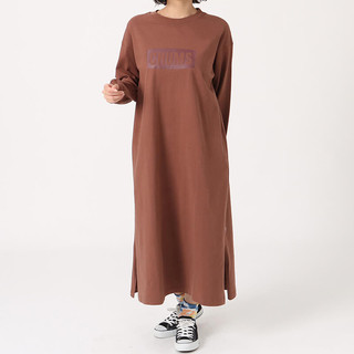 CHUMS 女 Heavy Weight CHUMS Logo L/S Dress長袖洋裝 棕色 CH181274B0