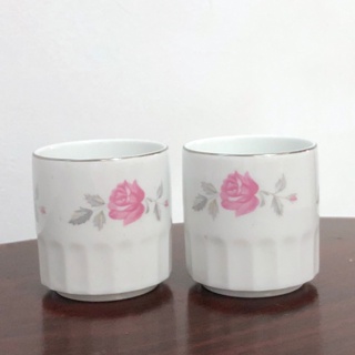 二手2入 花卉 陶瓷 小茶杯 泡茶 茶杯 水杯 杯子