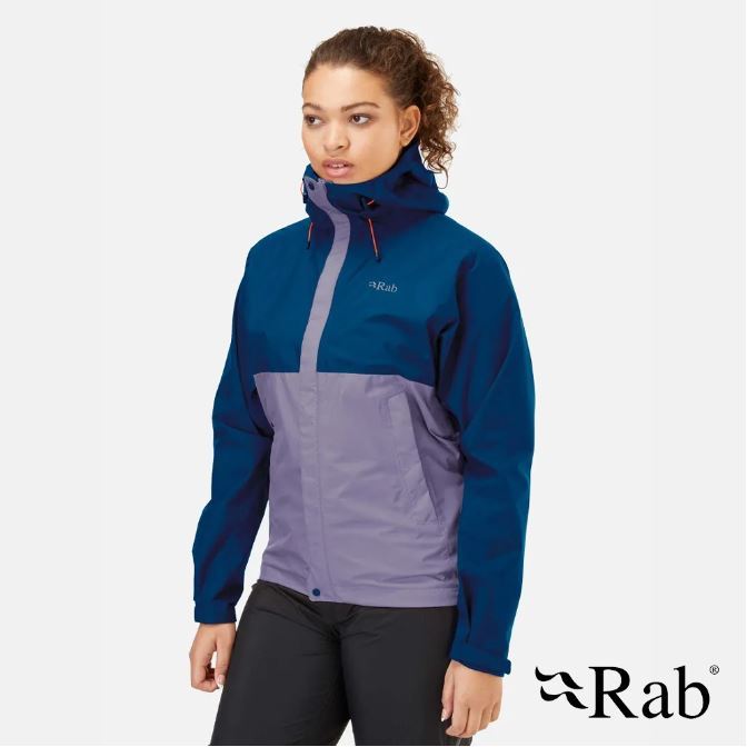 Rab Downpour Eco Jacket 輕量防風防水連帽外套 女款 飛彈藍/紫 QWG-83 【陽昇戶外用品】