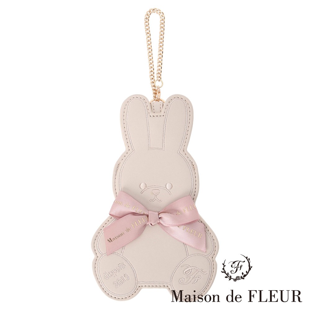 Maison de FLEUR 甜美緞帶兔子造型皮革證件套(8A33FTJ2900)