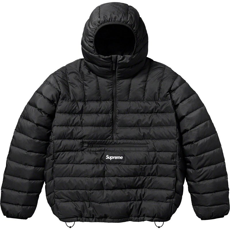 SUPREME FW23 MICRO DOWN HALF ZIP HOODED 半拉鍊 羽絨外套 (黑色) 化學原宿