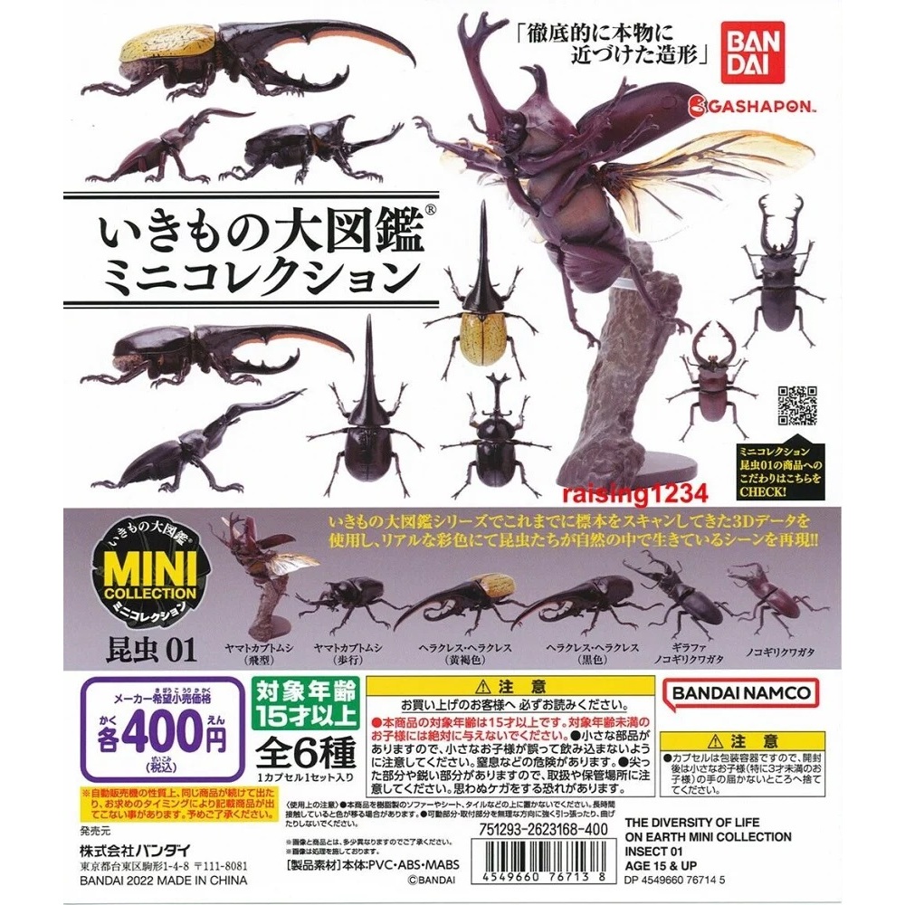 「Vic Toy」現貨 扭蛋 轉蛋 BANDAI 生物大圖鑑 昆蟲 01  昆蟲 鍬形蟲 獨角仙 單售