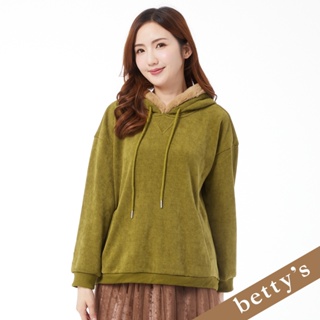 betty’s貝蒂思(25)燈芯絨毛毛滾邊連帽T-shirt(軍綠色)