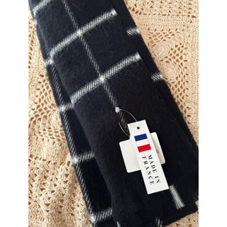 法國製 黑色格紋 保暖圍巾 冬天必備 男女都適用