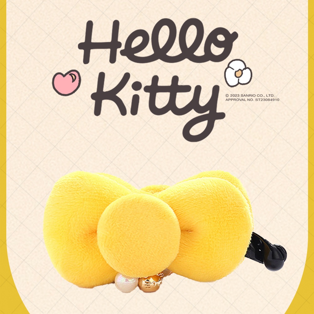 [Hello Kitty聯名款]環遊世界蝴蝶結香蕉夾(小版夾心)(黃) BC22021髮夾