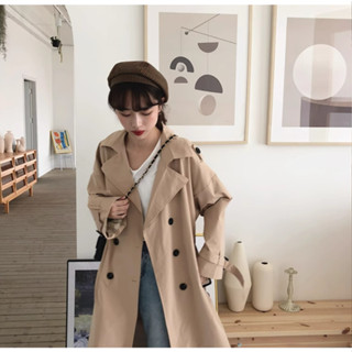 新品🌟韓版寬鬆翻領雙排釦風衣外套