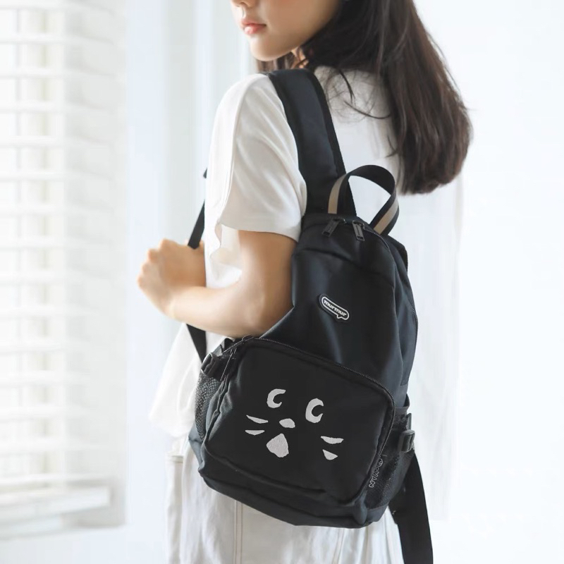 sɴʙ現貨🐈‍⬛ 日本驚訝貓後背包2件組 NYA貓 雙肩包 男女學生書包 大號運動背包 旅行包 運動包 登山包