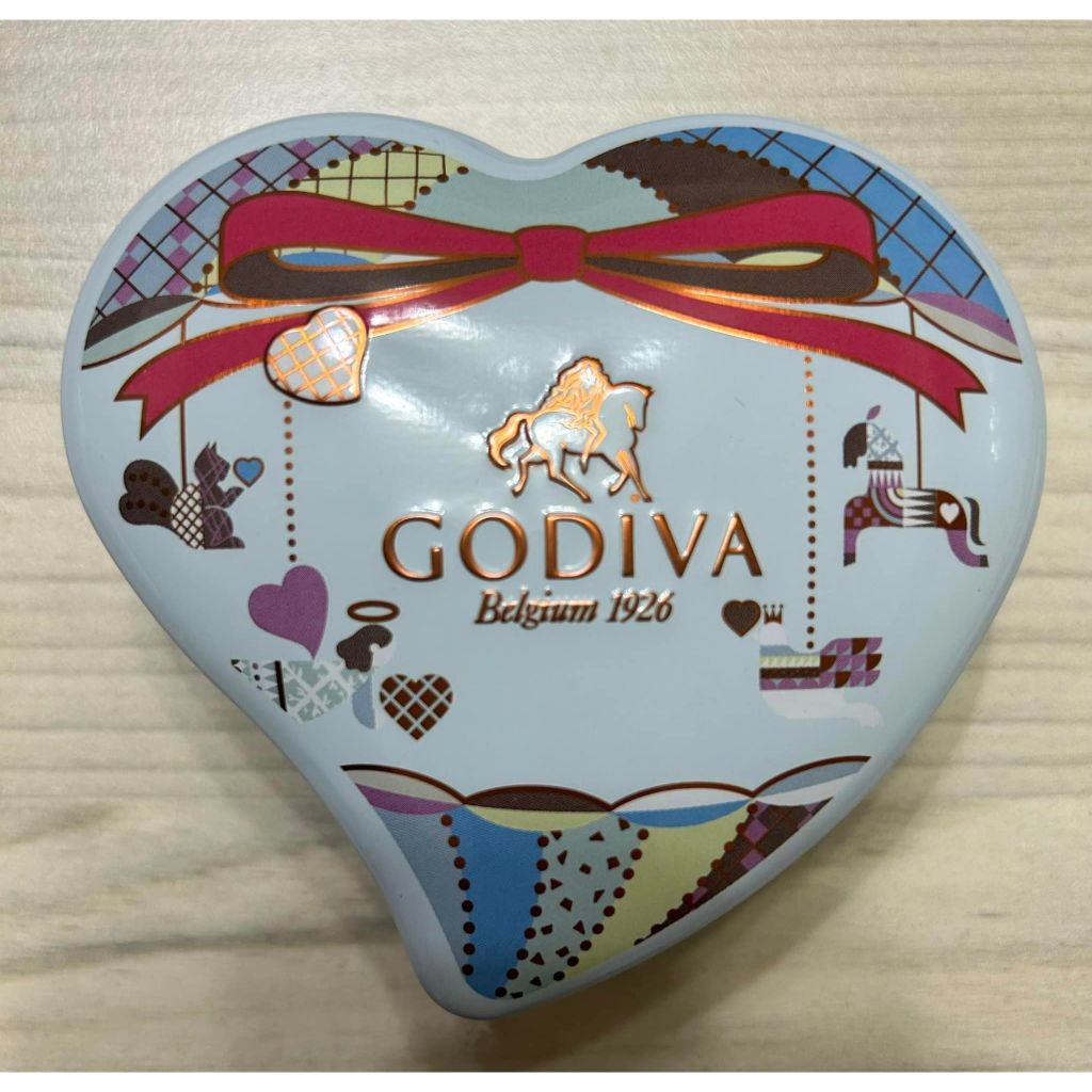 日本 GODIVA 巧克力 愛心鐵盒 心型鐵罐子 空盒