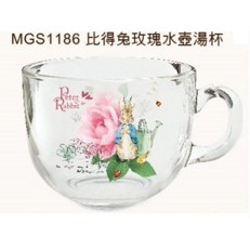 比得兔玫瑰玻璃湯杯PETER RABBIT彼得兔玻璃杯湯杯馬克杯沙拉杯水杯正版授權【玫瑰物語-生活藝術專賣店】