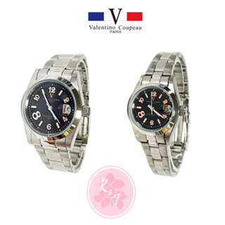 【valentino coupeau 范倫鐵諾】 V12168S黑銀 不銹鋼 防水手錶 放大日期 情侶對錶 原廠公司貨