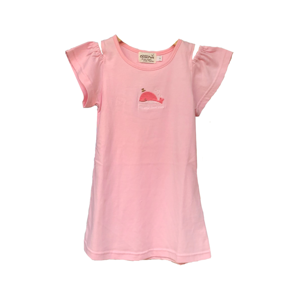 Farglory Ocean Park遠雄海洋公園 鯨豚遊行 露肩洋裝 粉色 童裝 親子裝 母女裝 100%純棉 台灣製