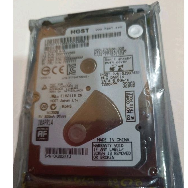 全新 日立HGST Z7K500-320 320GB 320G 2.5吋 硬碟