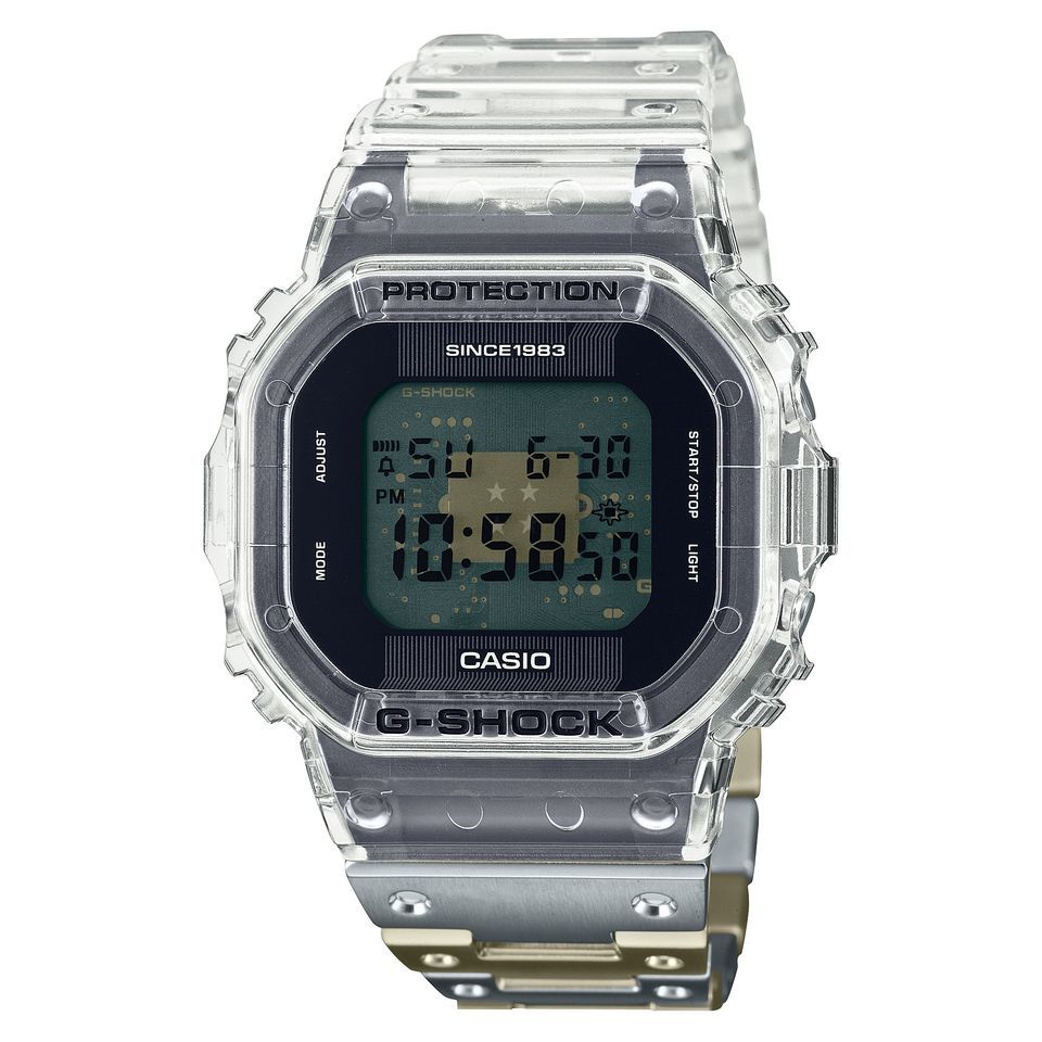 【CASIO】G-SHOCK 經典5600系列全透明40週年限量款 複合式錶帶 DWE-5640RX-7 台灣公司貨